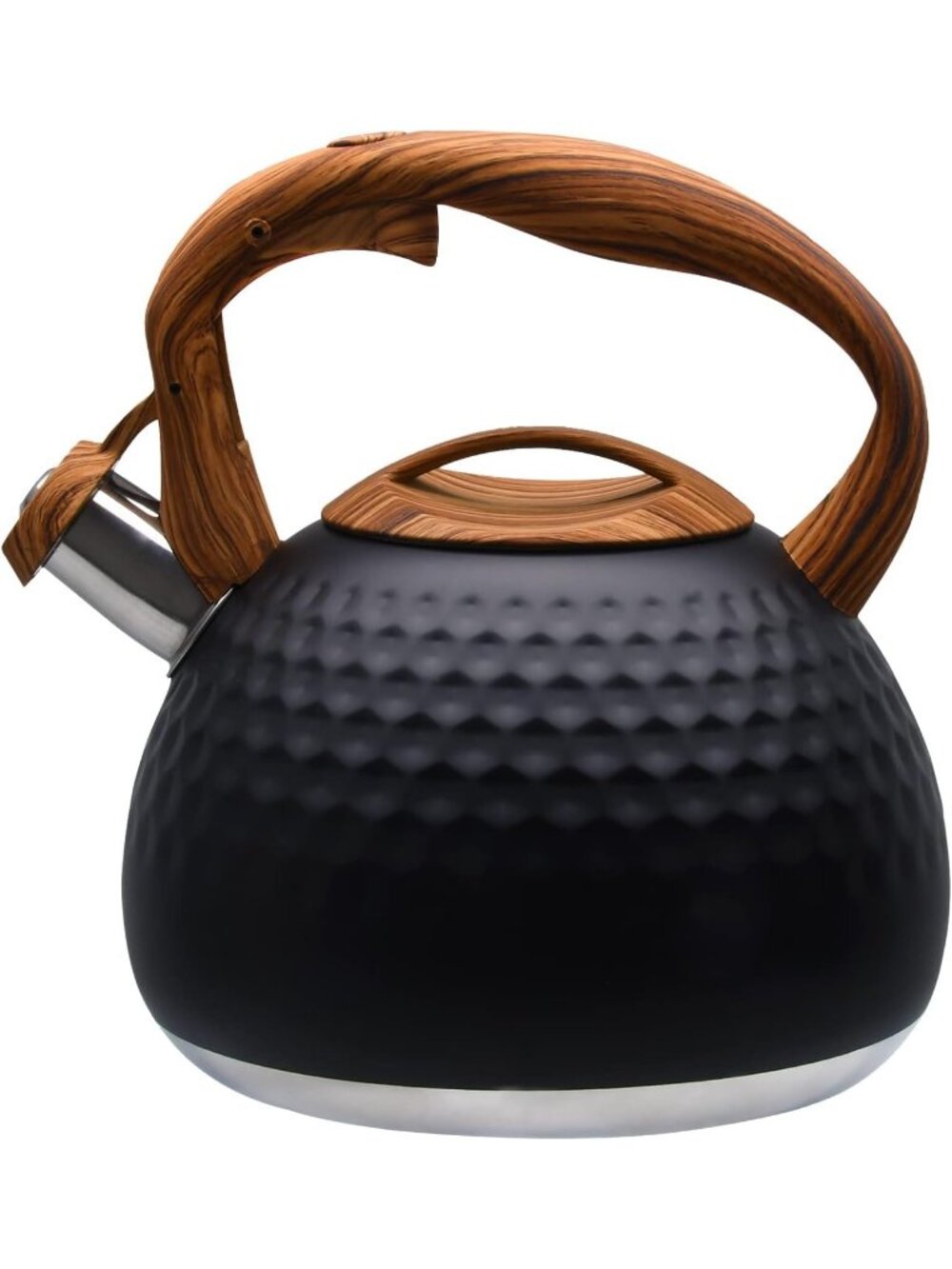 Kitchen Black Boiling Water Coffee or Milk Wood Pattern Handle Tea Kettle